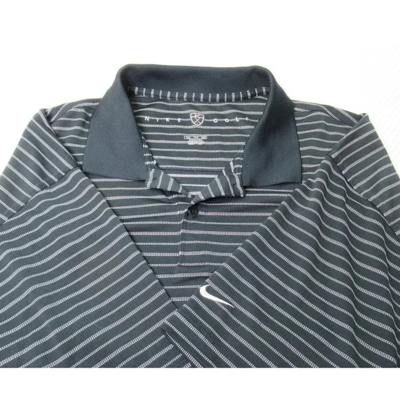 NIKE GOLF Men's Polo Shirt Black White Stripes Fit Dry Style 56323 Size XXL - Picture 6 of 9
